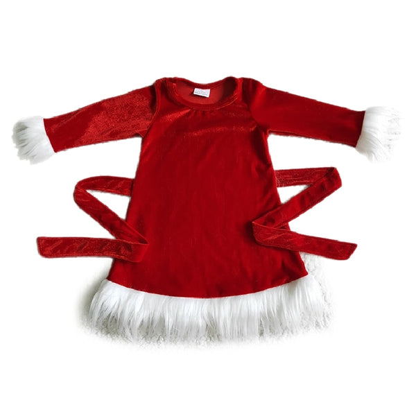 Furry Red Velvet Christmas Dress