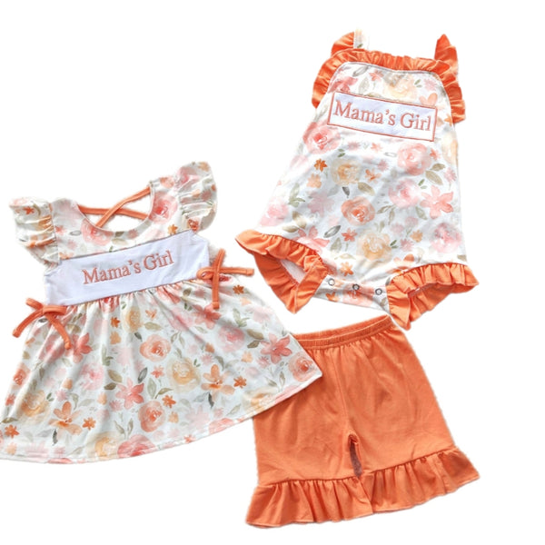 Orange Floral Mama's Girl Sets