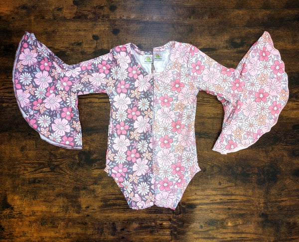Floral Bell Sleeved Leos (up to 6/7)