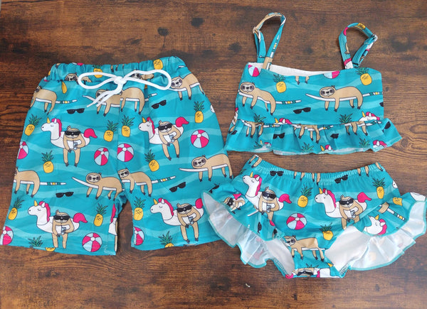 Swimming Sloth Swimsuits
