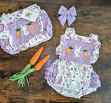 Embroidered Lavender Ruffle Sets