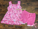 Pink Floral Ruffle Set