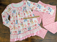 Pink Christmas Dog Pants Set