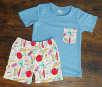 School Supplies Shorts Set