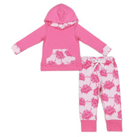 Conjunto de sudadera con capucha de vaca rosa