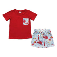 Firetruck Shorts Set