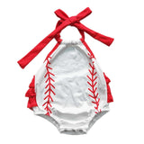 Baseball Ruffle Butt Romper