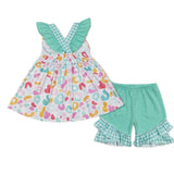 Teal Floral Mama's Girl Sets