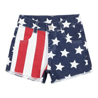 Flag Denim Shorts