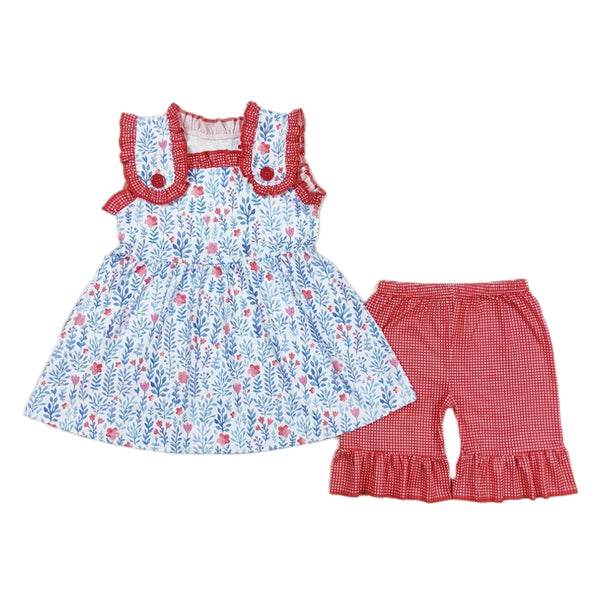 Blue Floral Ruffle Set