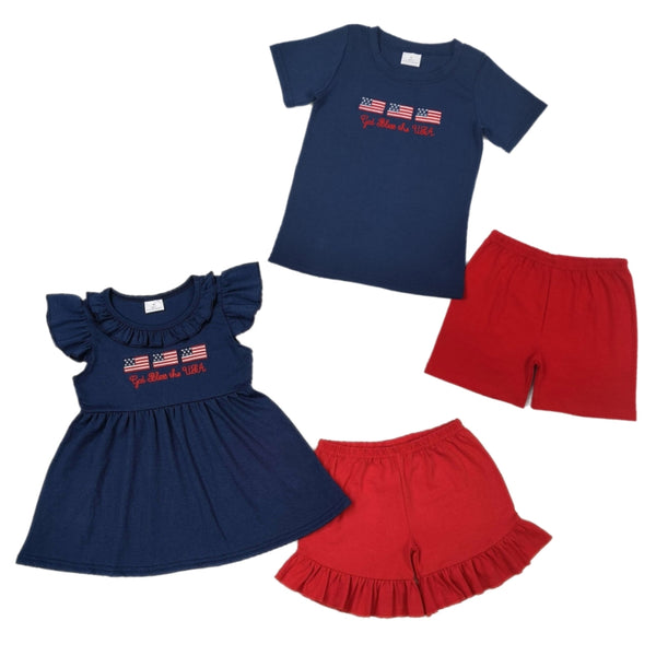 Navy Embroidered Flag Sets