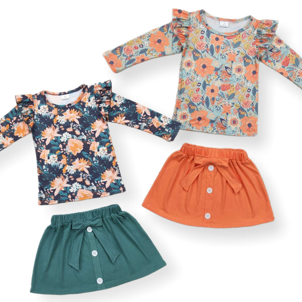 Fall Floral Skirt Sets