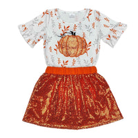 Glitter Pumpkin Skirt Set