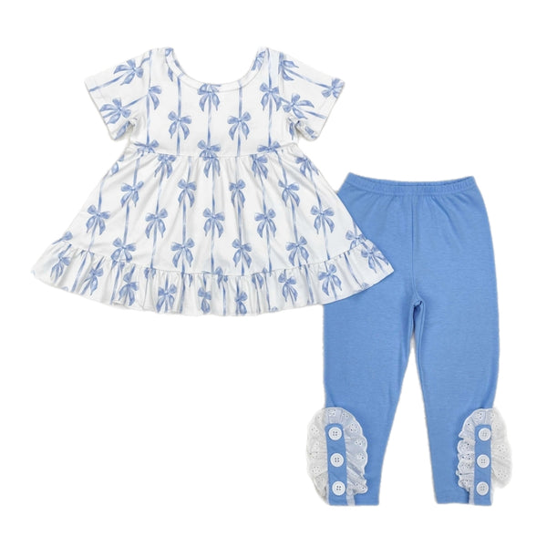 Blue Bows Pants Set