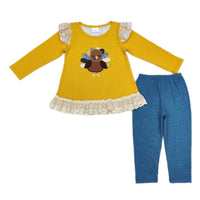 Embroidered Mustard Turkey Sets