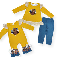 Embroidered Mustard Turkey Sets