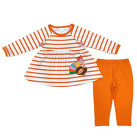 Embroidered Orange Striped Sets