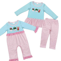 Embroidered Pink Christmas Sets