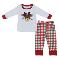 Embroidered Santa & Rudolph Pajamas