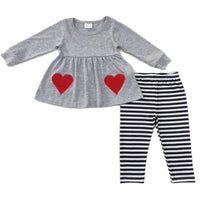 Embroidered Hearts Pants Set