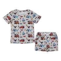 White Car Shorts Set