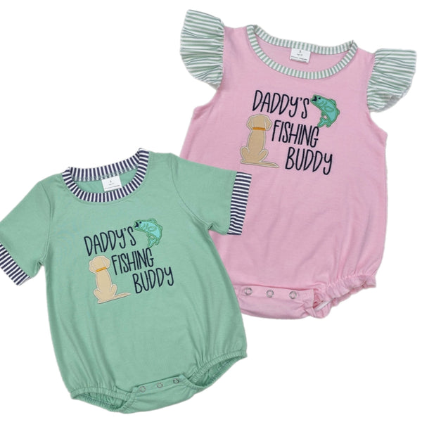 Embroidered Daddy's Fishing Buddy Rompers