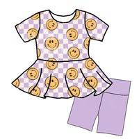 Spring Smiley Peplum Biker Shorts Set (PRE PRODUCTION. 4-5 WEEK TAT. CLOSES 02/07)