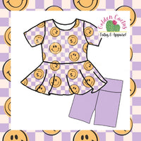 Spring Smiley Peplum Biker Shorts Set (PRE PRODUCTION. 4-5 WEEK TAT. CLOSES 02/07)