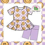 Spring Smiley Peplum Biker Shorts Set (PRE PRODUCTION. 4-5 WEEK TAT. CLOSES 02/07)