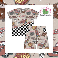 Red Car Tee & Shorts Set (PRE PRODUCTION. 4-5 WEEK TAT. CLOSES 02/07)