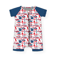 Baseball Zip Up Shorts Romper  (PRE PRODUCTION. 3-4 WEEK TAT. CLOSES 02/28)