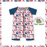 Baseball Zip Up Shorts Romper  (PRE PRODUCTION. 3-4 WEEK TAT. CLOSES 02/28)