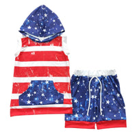 Shorts-Set mit Distressed-Flagge