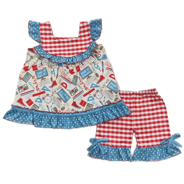 Plaid & Ruffles Shorts Sets