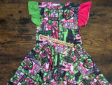 Pink & Green Twirl Dress