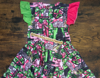 Pink & Green Twirl Dress