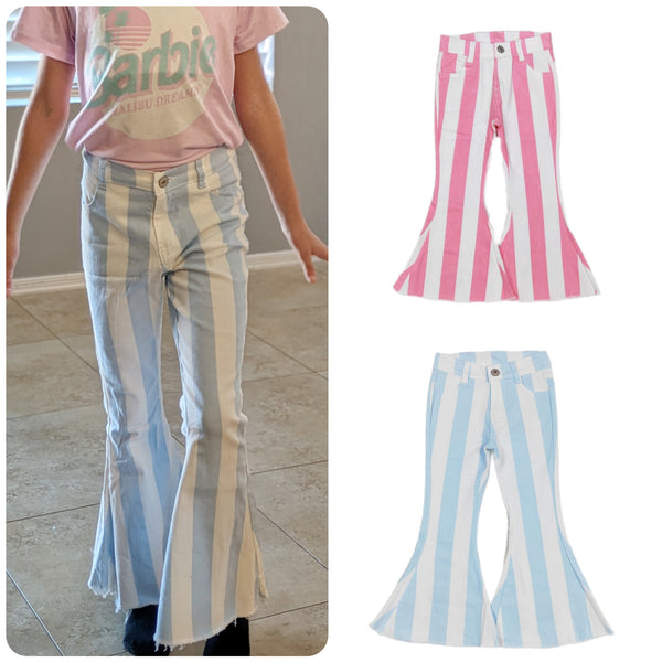 Light Pink & Blue Striped Flares