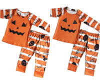 Cute Jack o lantern Halloween orange pajamas boy girl