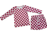 Brick Red Checkered Lounge Set