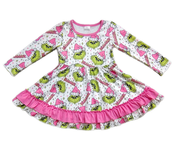 Pink and Green Christmas Dress