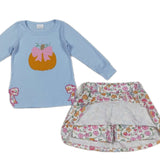Embroidered Pumpkin Skirt Set