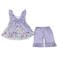 Lavender Floral Bow Back Set