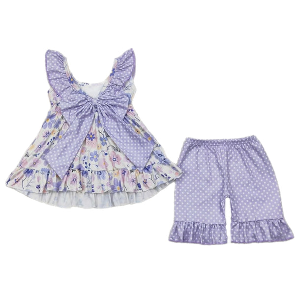 Lavender Floral Bow Back Set