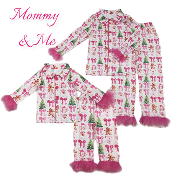 Mommy and Me Pink Bow Pajamas