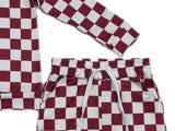 Brick Red Checkered Lounge Set