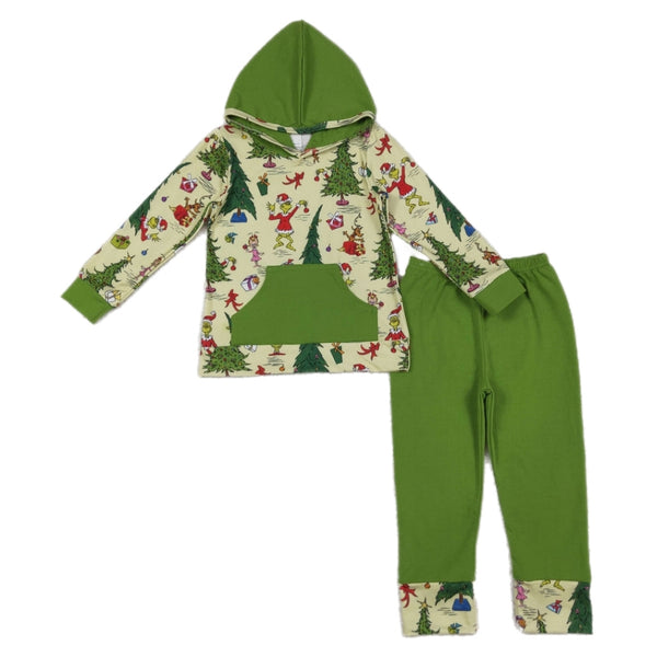 Green Christmas Hoodie Set