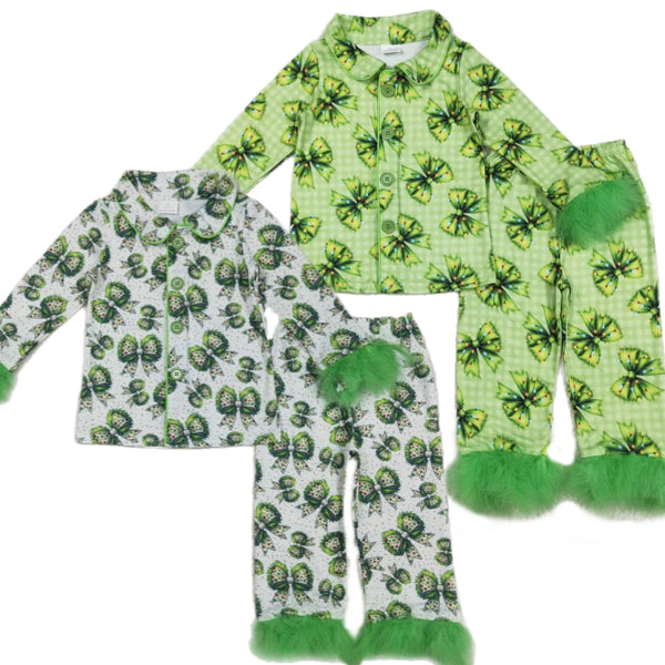 Furry Bow Christmas Pajamas