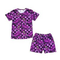 Purple Checkered Lounge Set