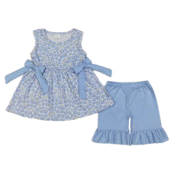 Blue Floral Ruffle Set