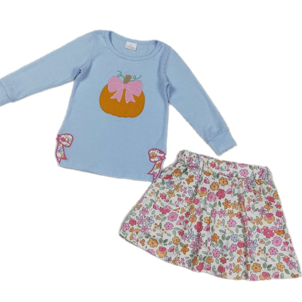 Embroidered Pumpkin Skirt Set